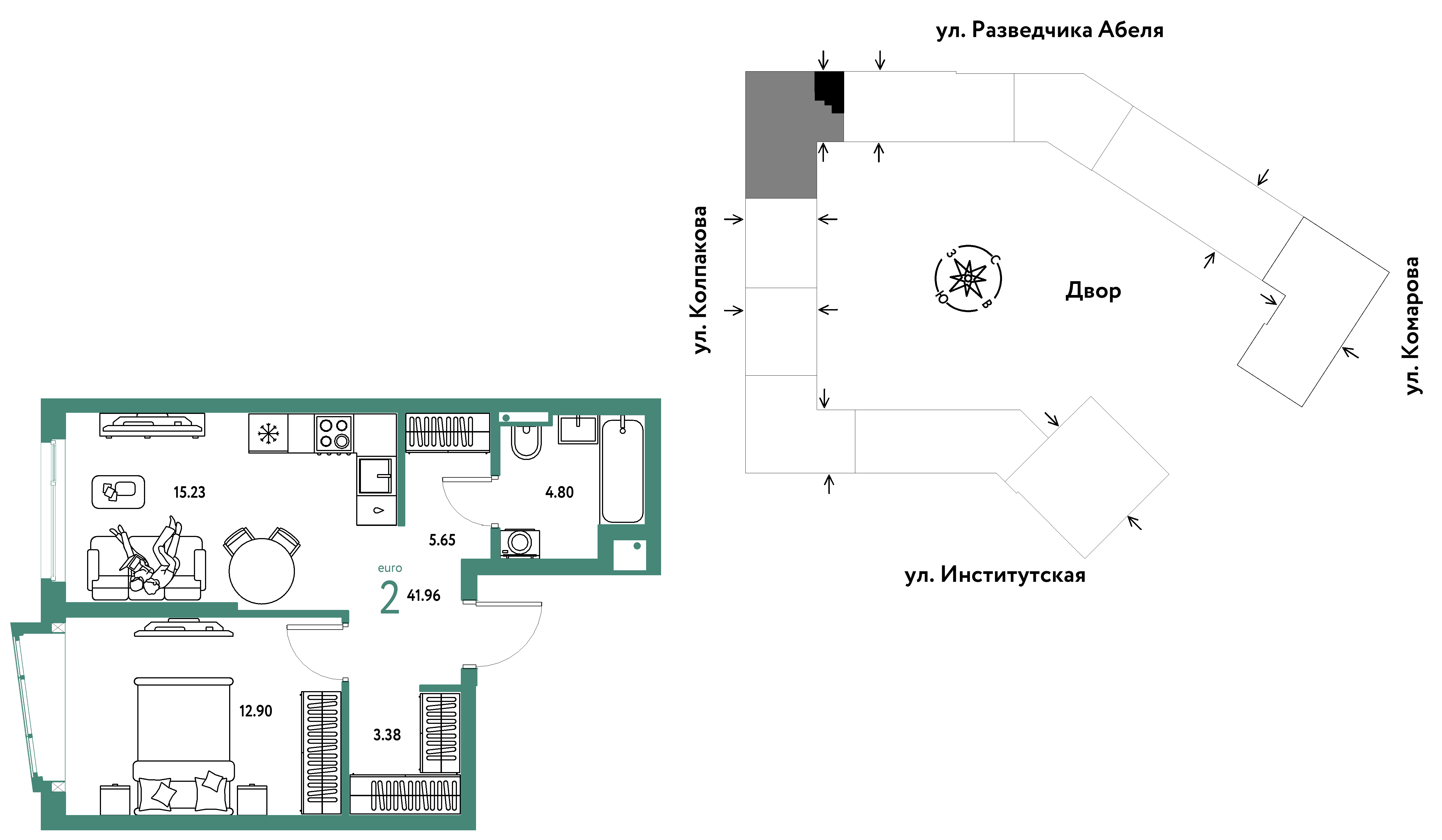Студия 41 м2 в ЖК Страна.Парковая корпус null этаж 4