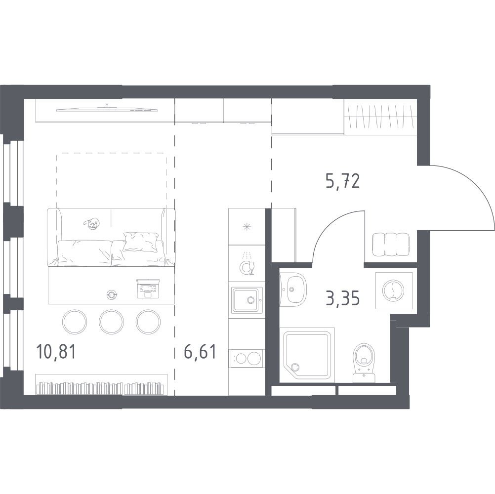 Студия 26 м2 в ЖК Космический Квартал корпус null этаж 9