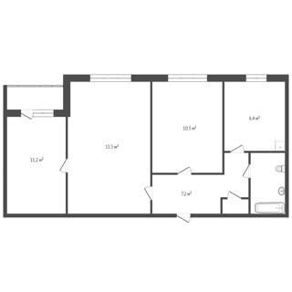 3-комнатная 56.4 м2 в ЖК undefined корпус null этаж 8
