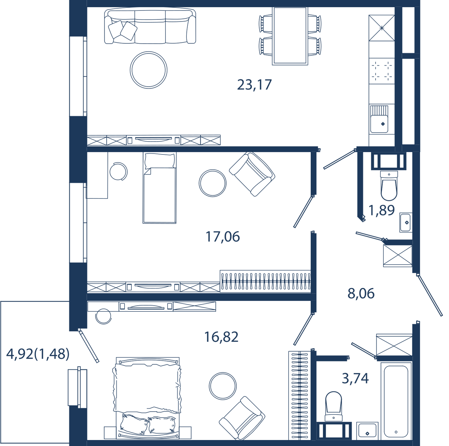 2-комнатная 72 м2 в ЖК Bereg. Курортный корпус null этаж 3