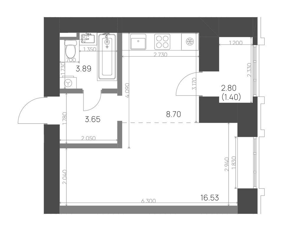 Студия 34 м2 в ЖК Калина корпус null этаж 8