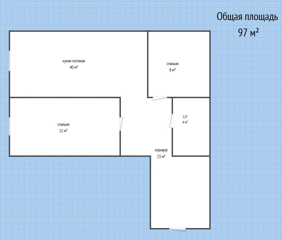 2-комнатная 97 м2 в ЖК undefined корпус null этаж 12