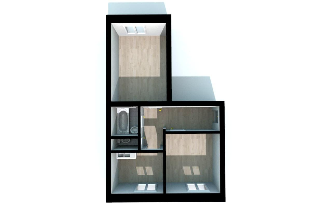 2-комнатная 54.9 м2 в ЖК undefined корпус null этаж 3