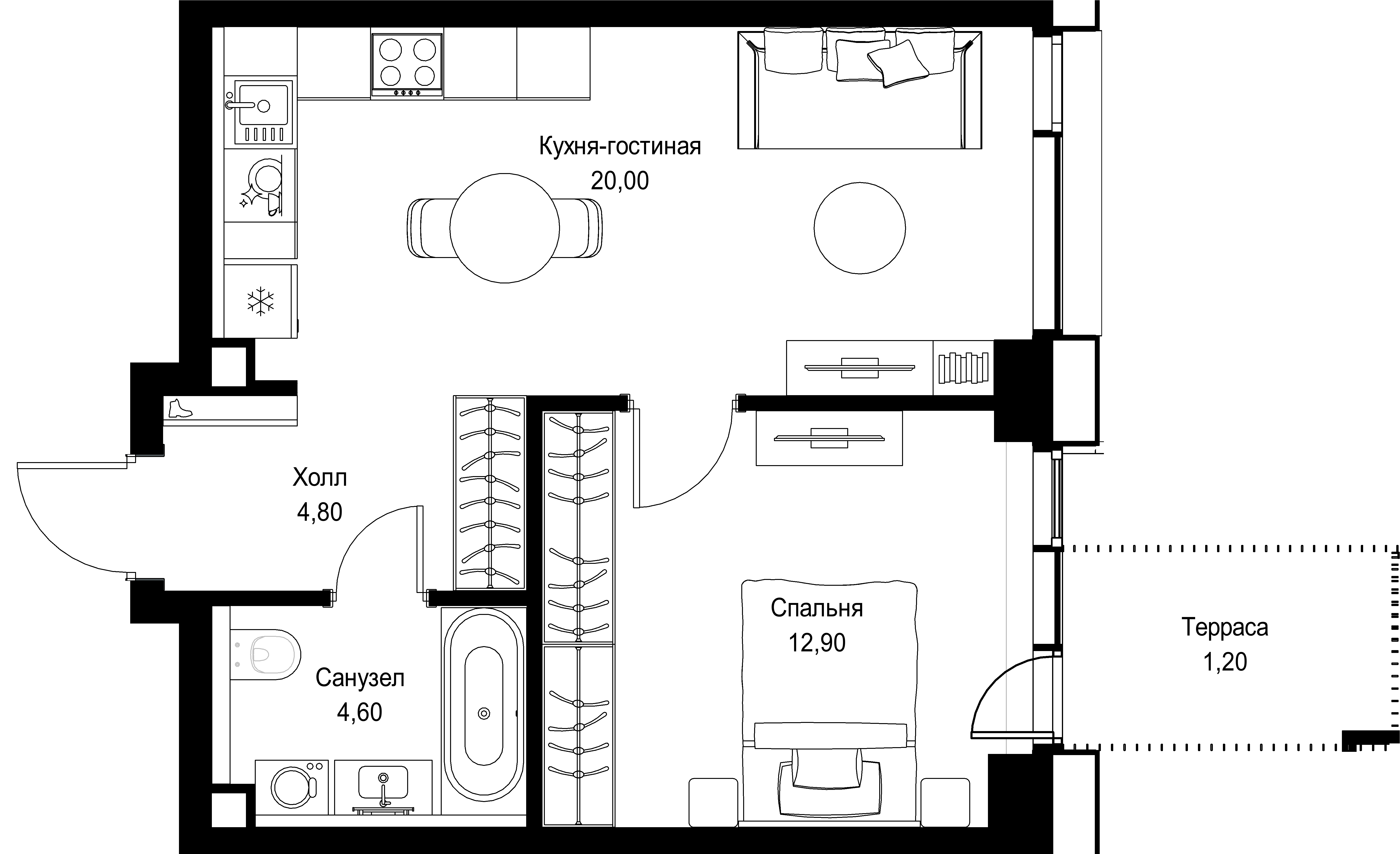 1-комнатная 43 м2 в ЖК СИТИДЗЕН корпус null этаж 5