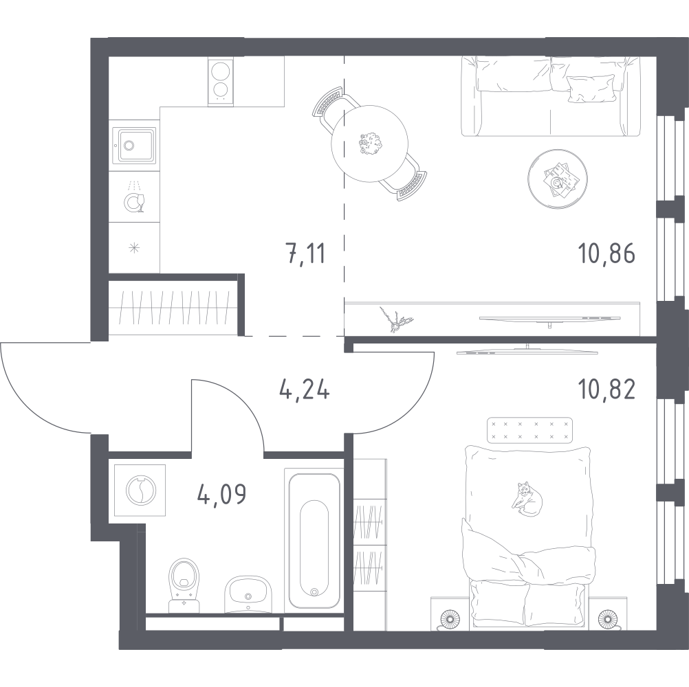 Студия 37 м2 в ЖК Космический Квартал корпус null этаж 10