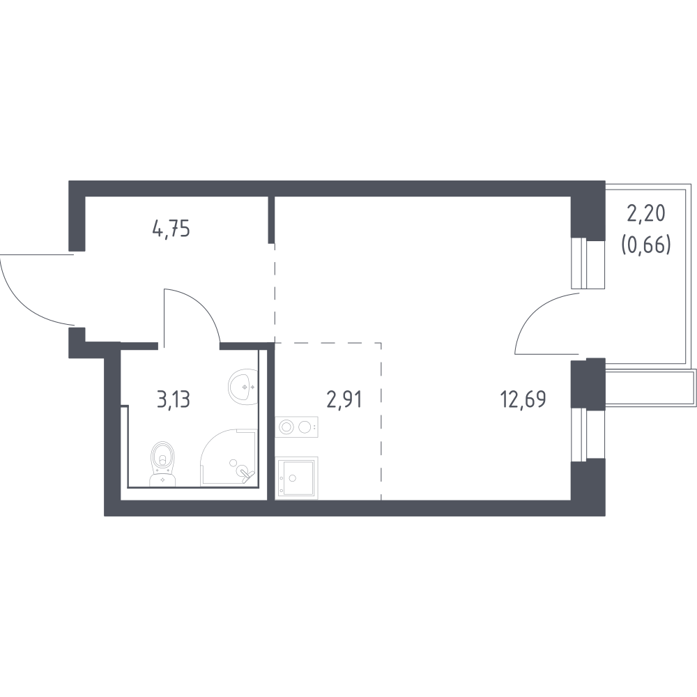 Студия 23 м2 в ЖК Квартал Авиаторов корпус null этаж 5