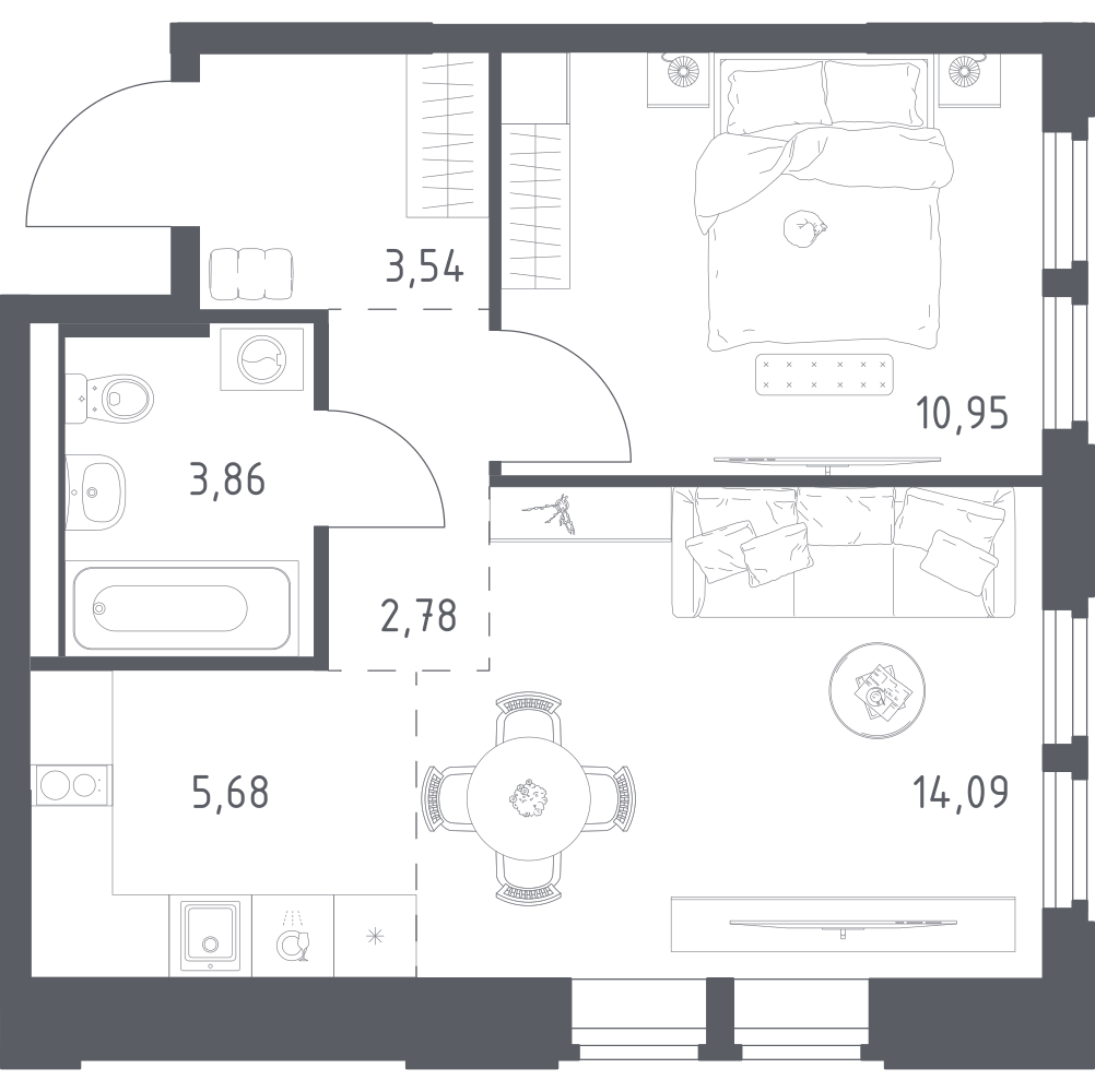 Студия 40 м2 в ЖК Космический Квартал корпус null этаж 6