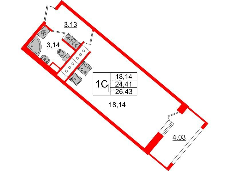 Студия 24 м2 в ЖК Пульс Премьер корпус null этаж 5