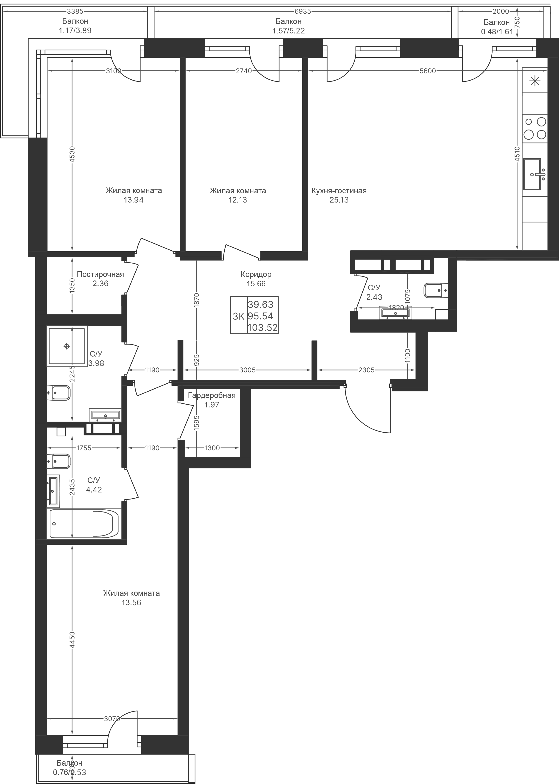 Студия 103 м2 в ЖК Мой Ритм корпус null этаж 2