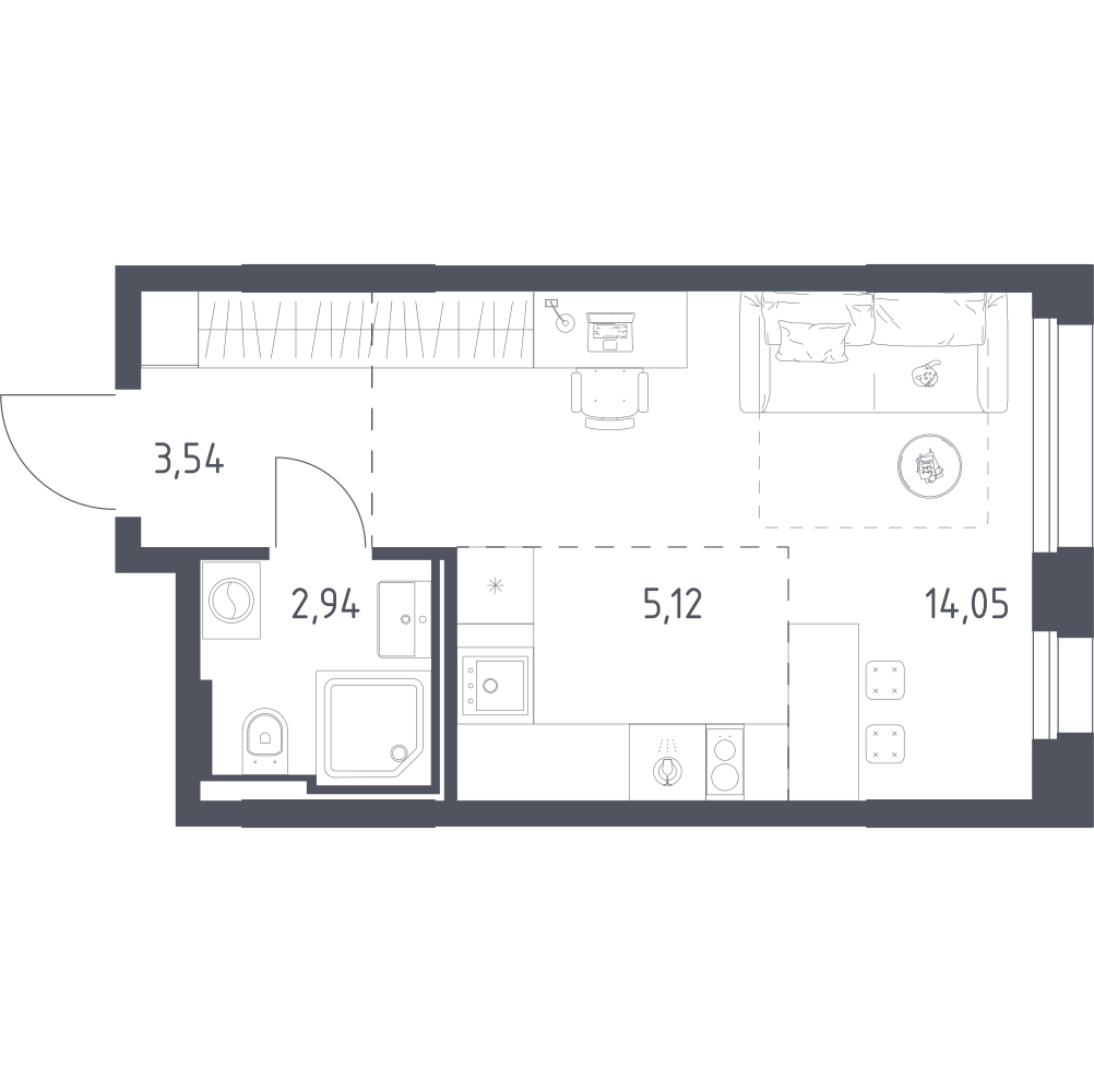 Студия 25 м2 в ЖК Заречье Парк корпус null этаж 4