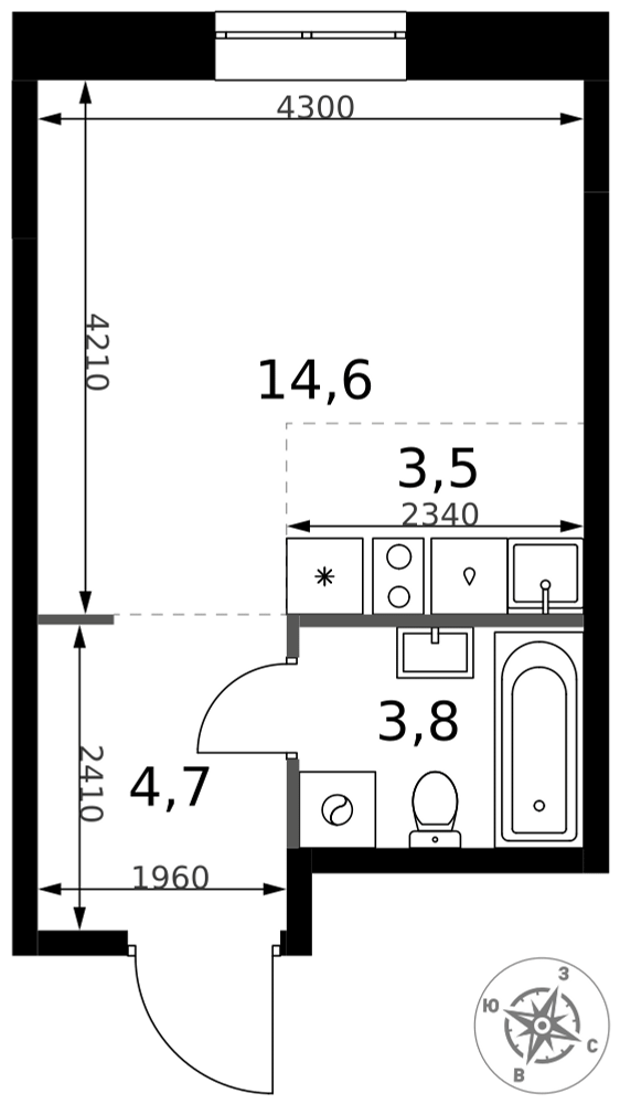 Студия 26 м2 в ЖК 1-й Измайловский корпус null этаж 16
