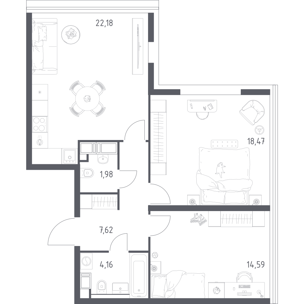 Студия 69 м2 в ЖК Октябрьская 98 корпус null этаж 5