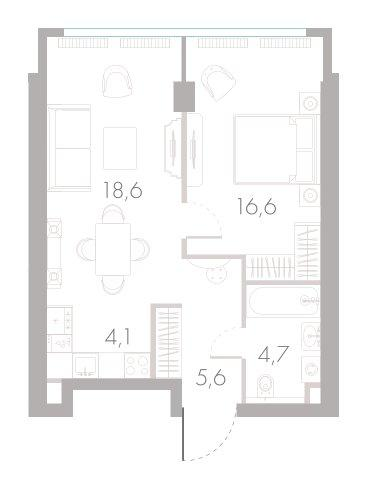 2-комнатная 48 м2 в ЖК River Park Towers Кутузовский корпус null этаж 13