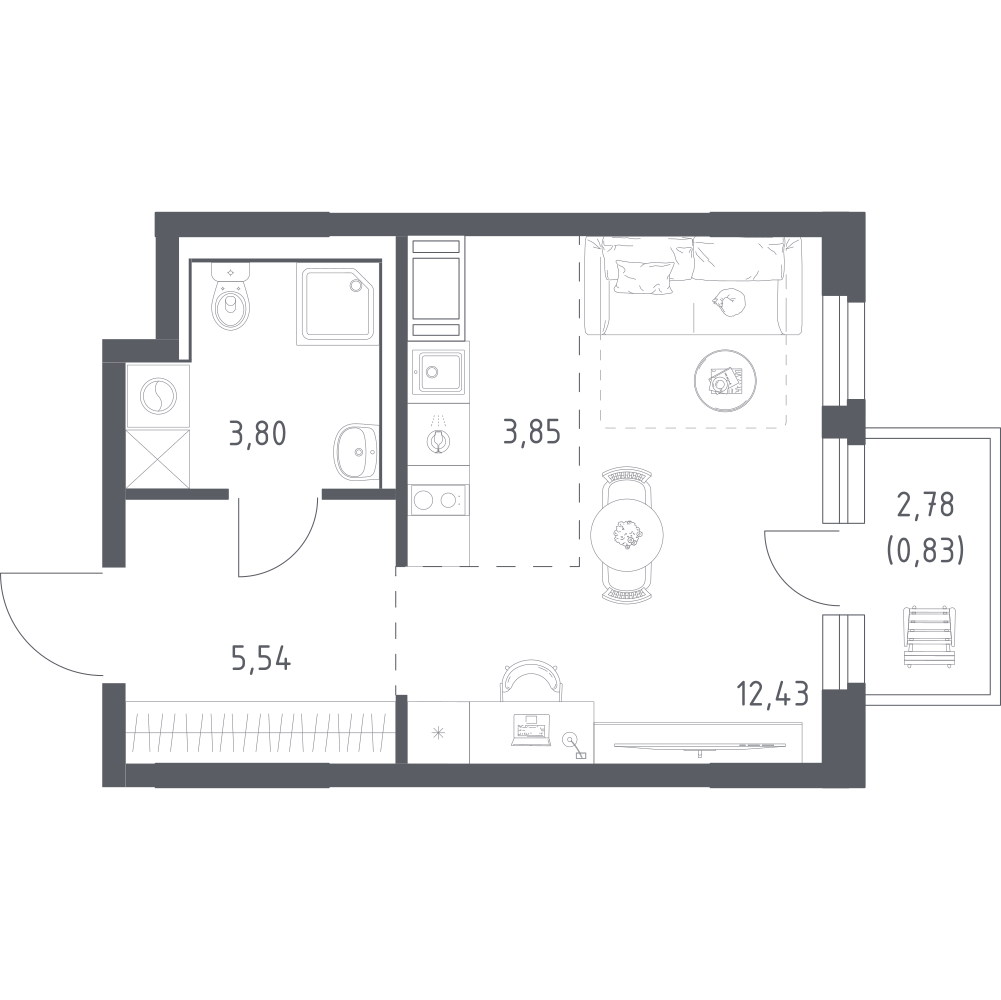Студия 26 м2 в ЖК Новое Колпино корпус null этаж 7