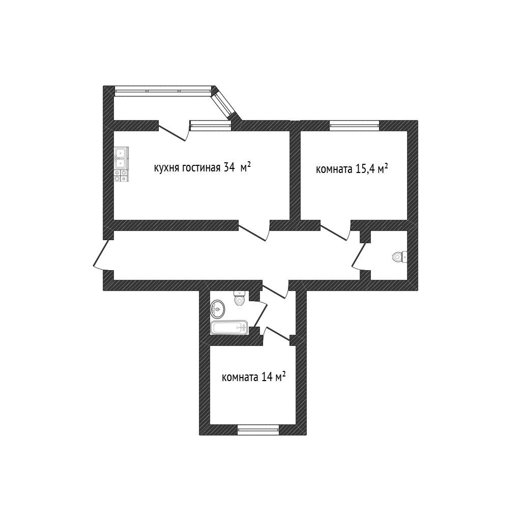 3-комнатная 90.9 м2 в ЖК undefined корпус null этаж 9