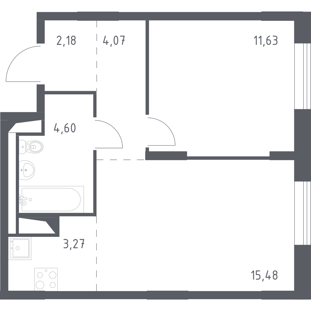 Студия 41 м2 в ЖК Квартал Лаголово корпус null этаж 4