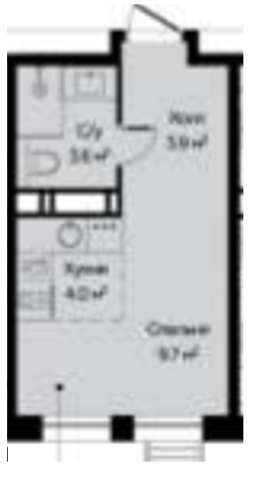 Студия 21.2 м2 в ЖК undefined корпус null этаж 9