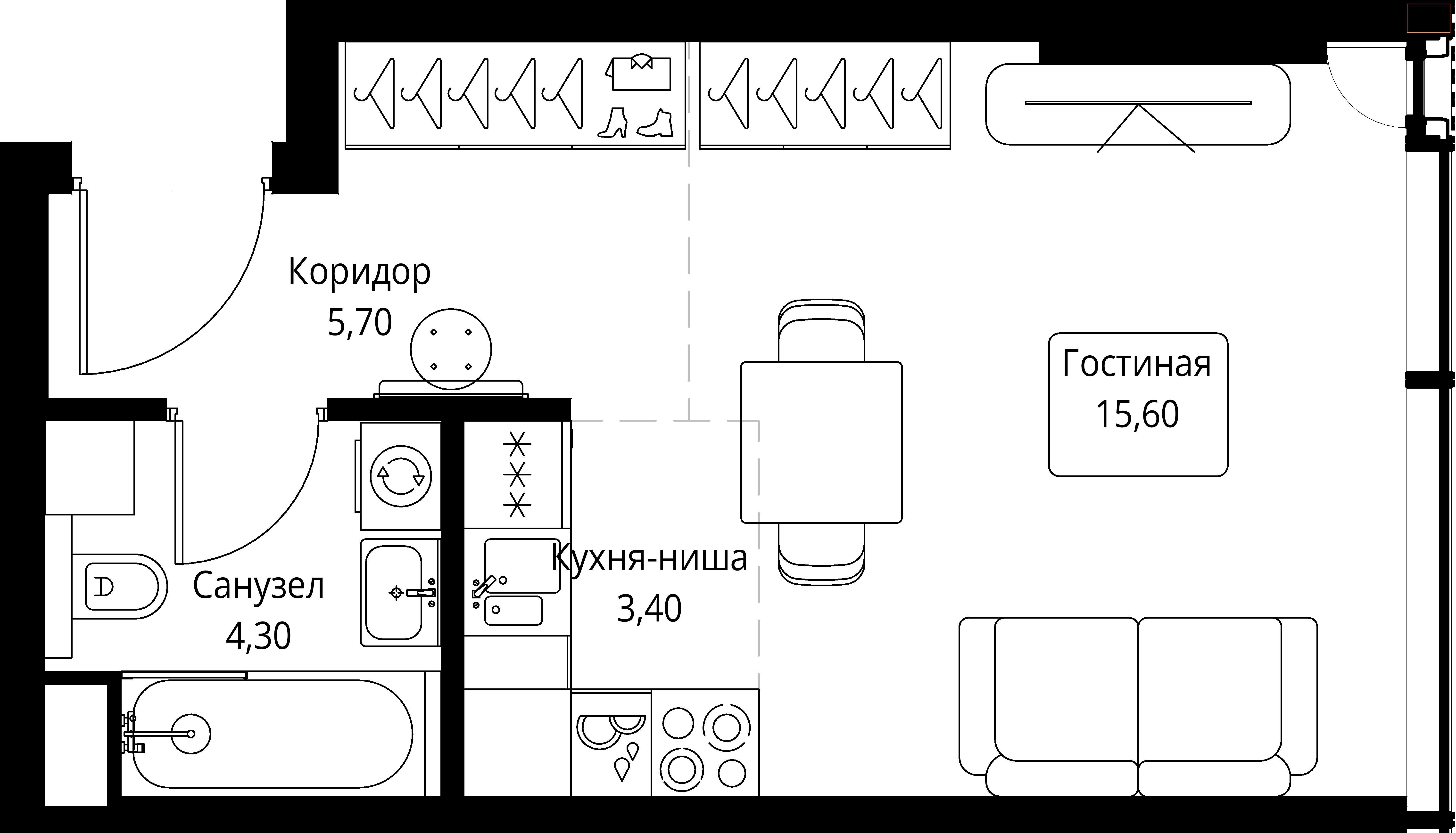 Студия 29 м2 в ЖК SLAVA корпус null этаж 19