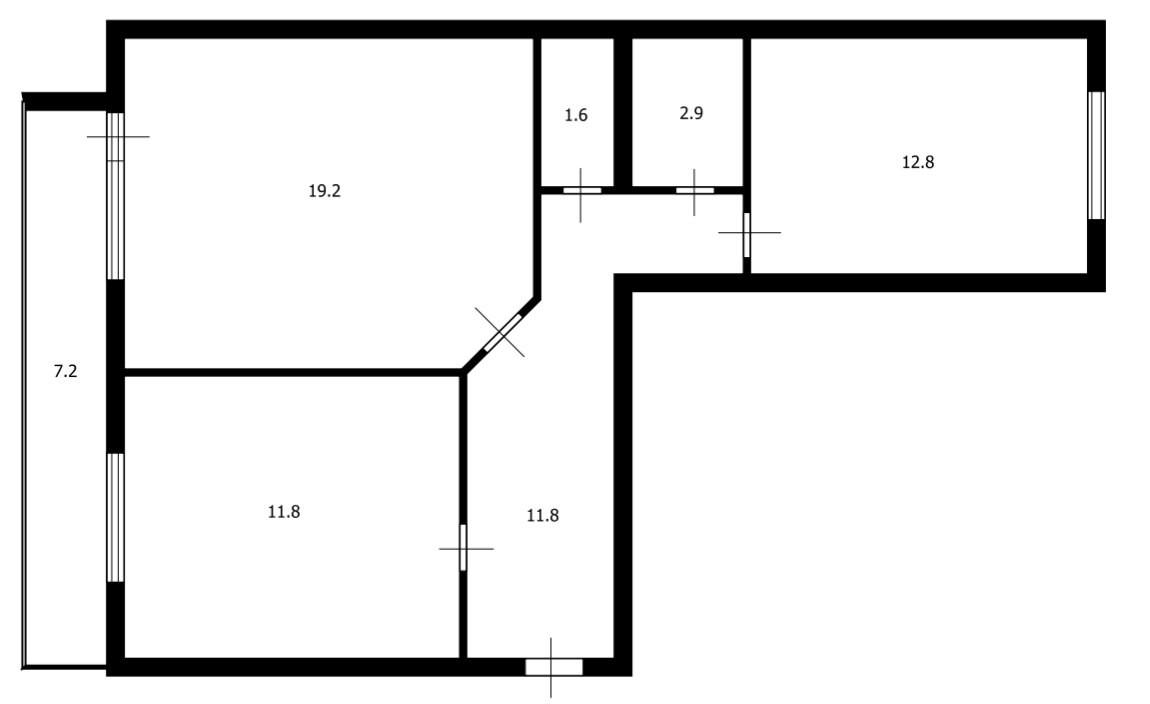 3-комнатная 60.1 м2 в ЖК undefined корпус null этаж 4