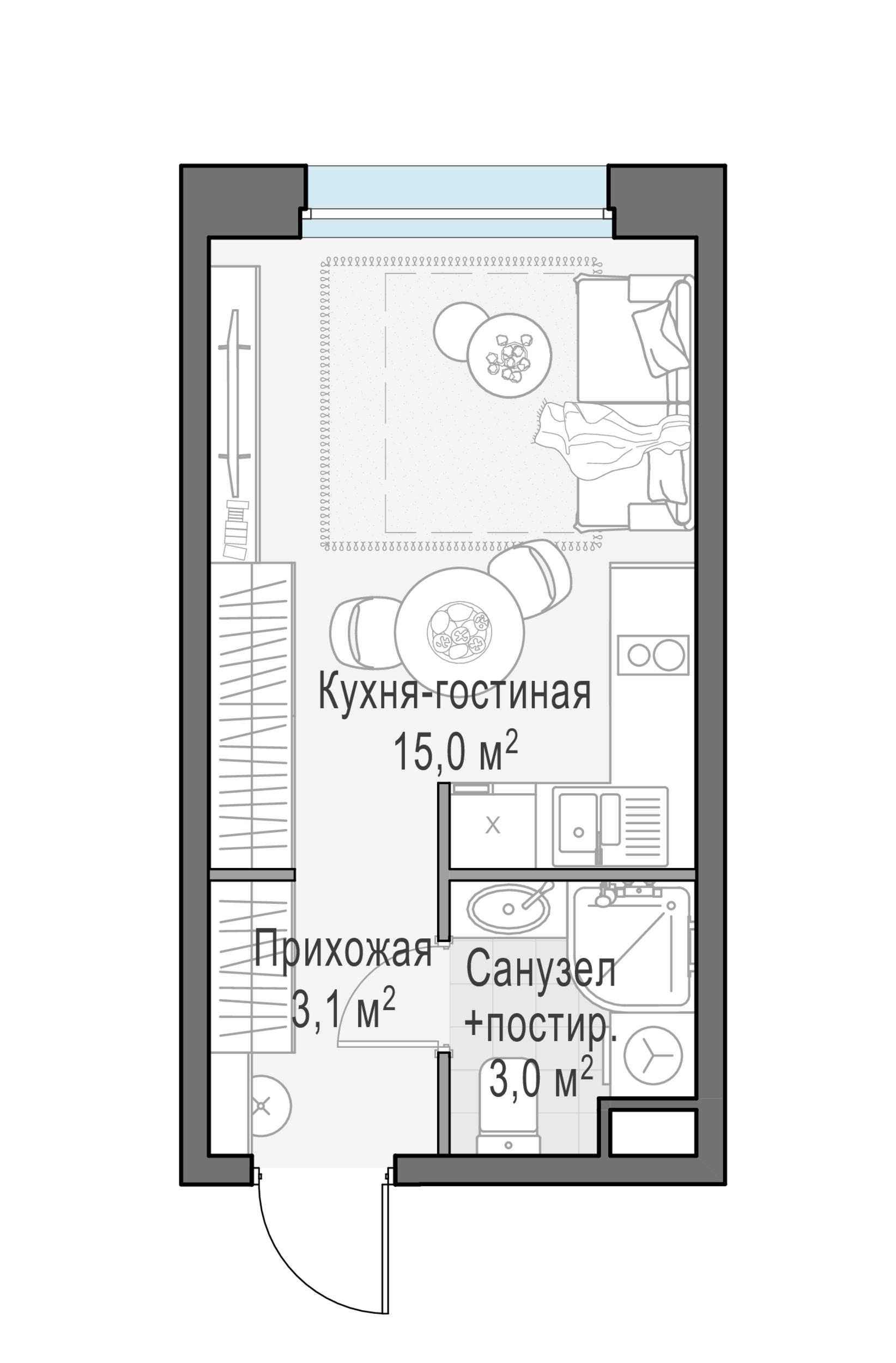 Студия 21 м2 в ЖК Жилые кварталы «Белый Град» корпус null этаж 16