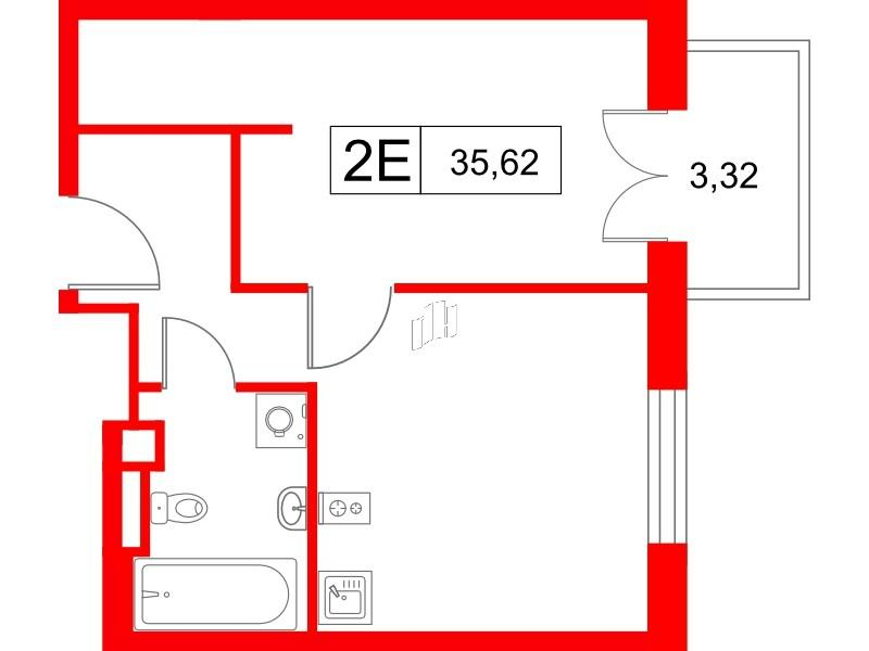 1-комнатная 35 м2 в ЖК Saan корпус null этаж 22