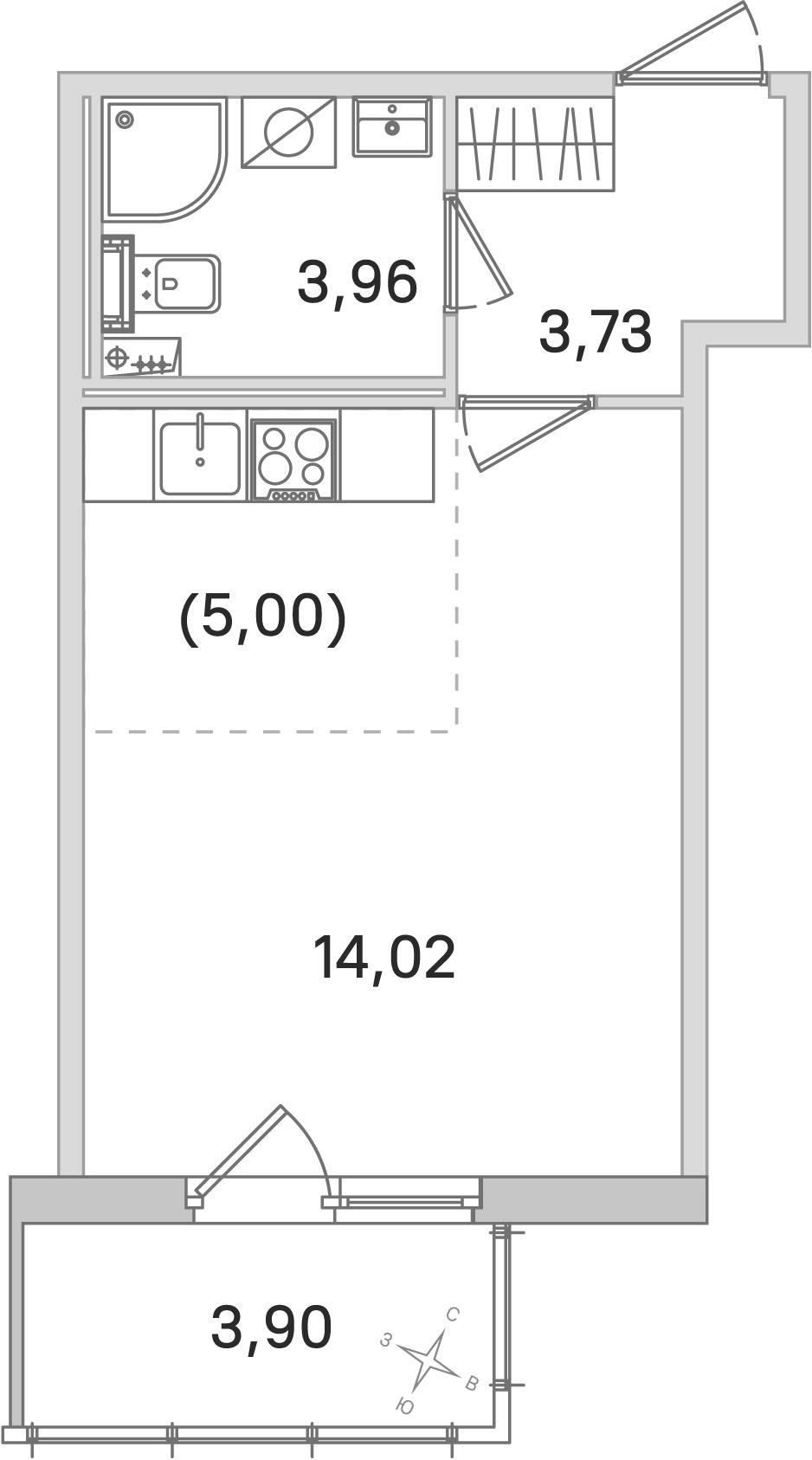 Студия 27 м2 в ЖК Любоград корпус null этаж 1