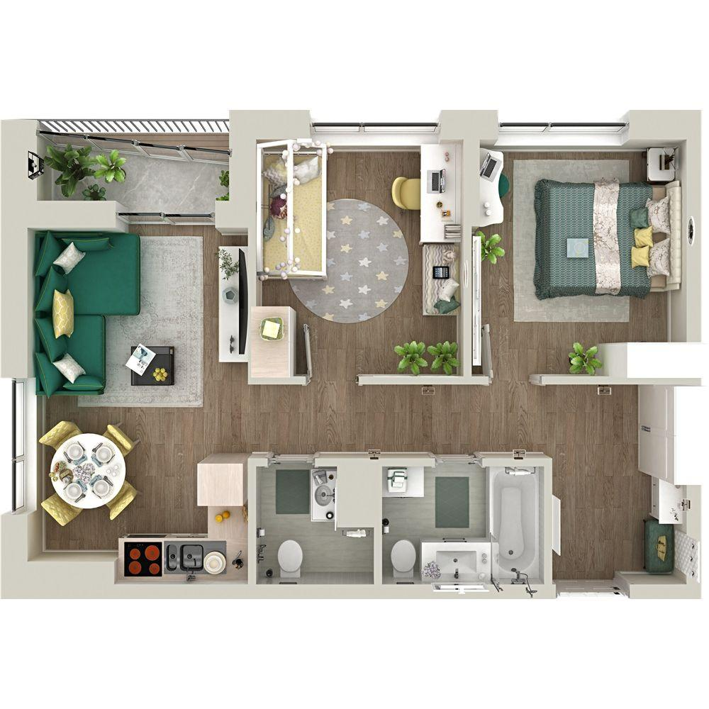 2-комнатная 58 м2 в ЖК Гранд Квартал корпус null этаж 13