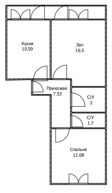 2-комнатная 50.2 м2 в ЖК undefined корпус null этаж 2