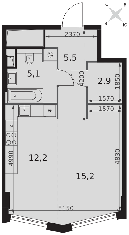 Студия 40 м2 в ЖК Sydney City корпус null этаж 9