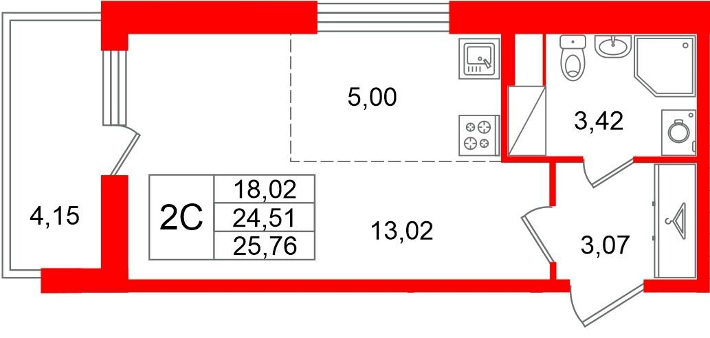 Студия 24 м2 в ЖК Астра Континенталь корпус null этаж 8