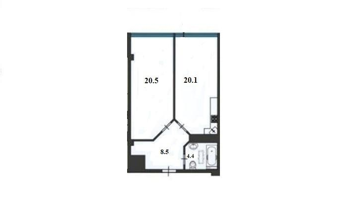 2-комнатная 53.8 м2 в ЖК undefined корпус null этаж 3