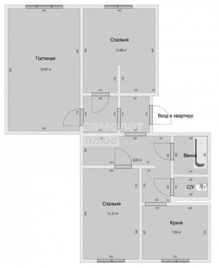 3-комнатная 66 м2 в ЖК undefined корпус null этаж 1