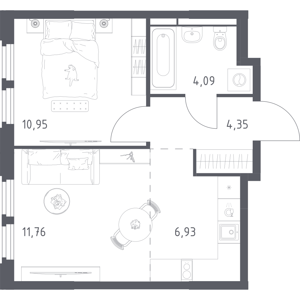 Студия 38 м2 в ЖК Космический Квартал корпус null этаж 3