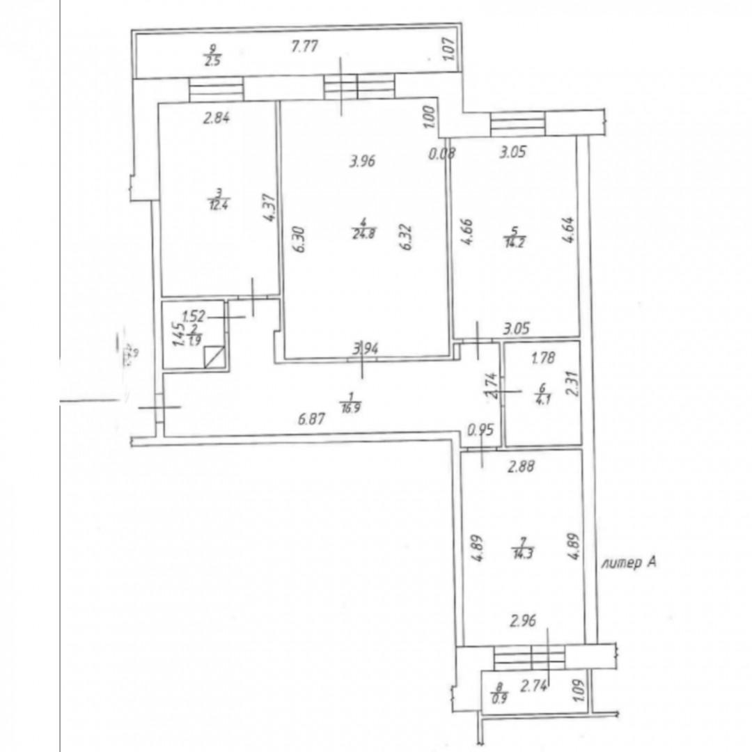 3-комнатная 88.6 м2 в ЖК undefined корпус null этаж 7
