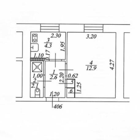 1-комнатная 22.3 м2 в ЖК undefined корпус null этаж 4