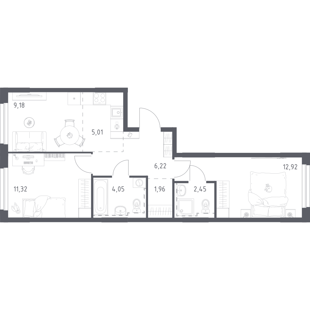 Студия 53 м2 в ЖК Урбан Мартен корпус null этаж 12