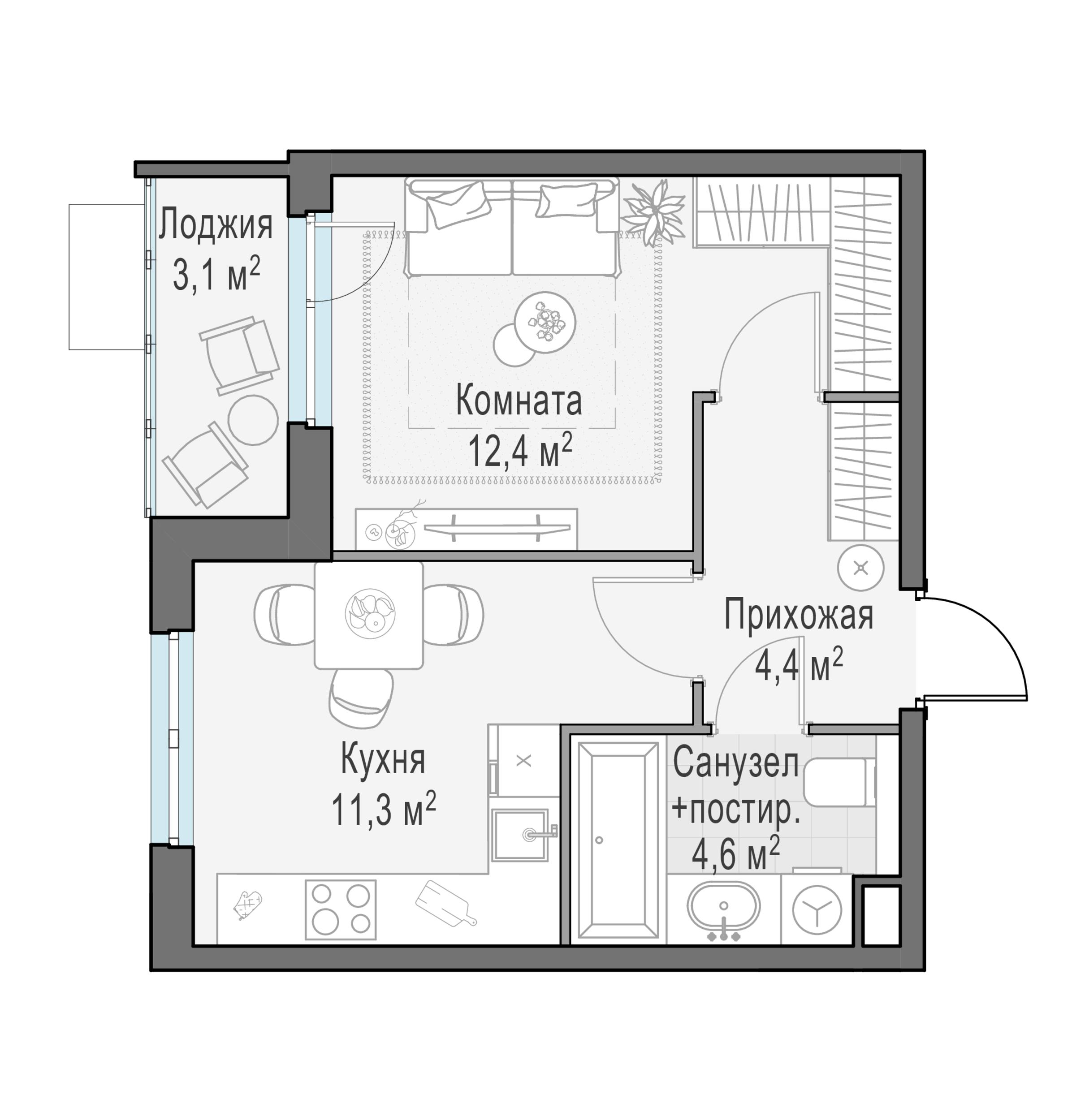 1-комнатная 34 м2 в ЖК Жилые кварталы «Новое Пушкино» корпус null этаж 9
