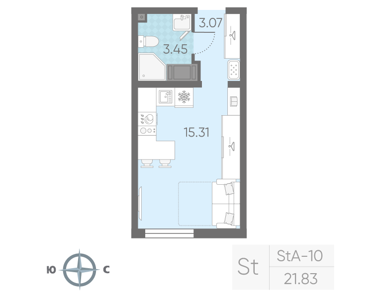 Студия 21 м2 в ЖК Морская миля корпус null этаж 11