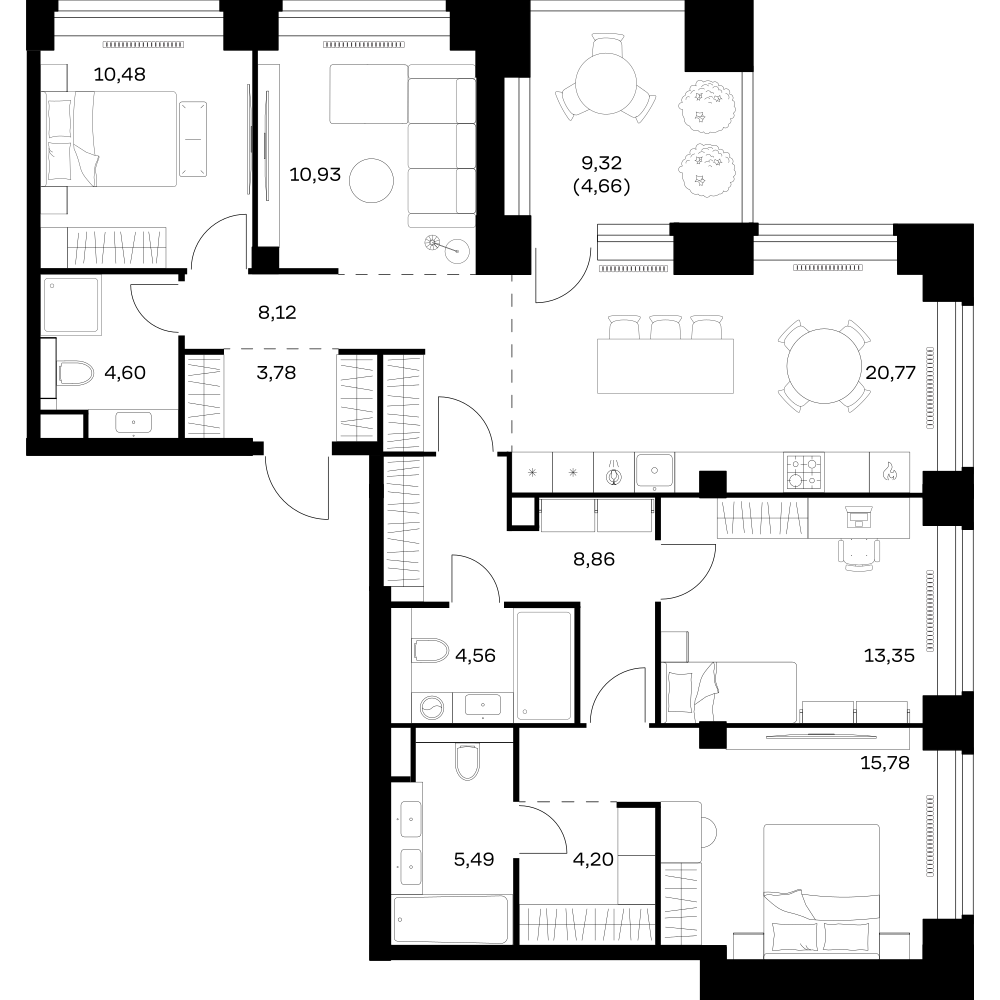 Студия 115 м2 в ЖК NOVA корпус null этаж 35