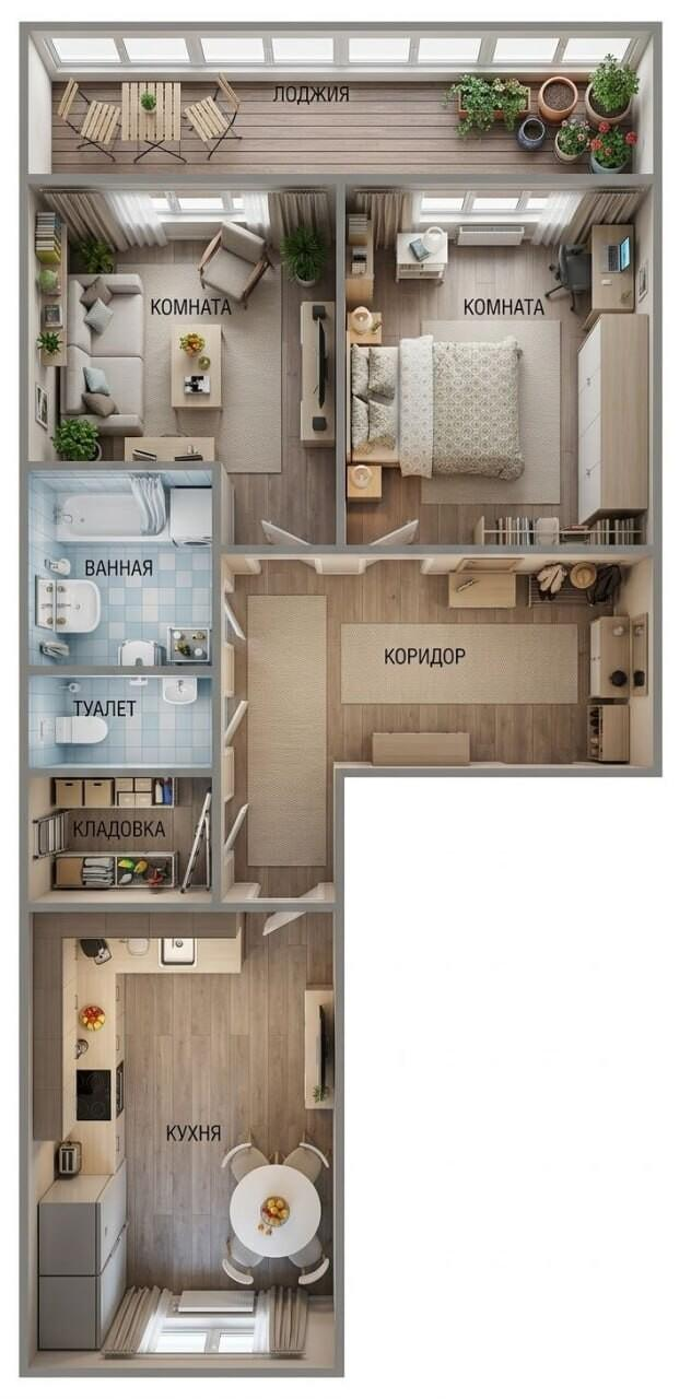 2-комнатная 56.2 м2 в ЖК undefined корпус null этаж 3