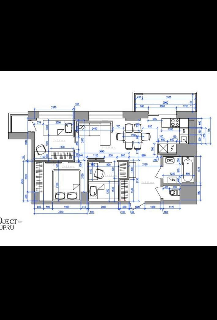 2-комнатная 57 м2 в ЖК undefined корпус null этаж 14