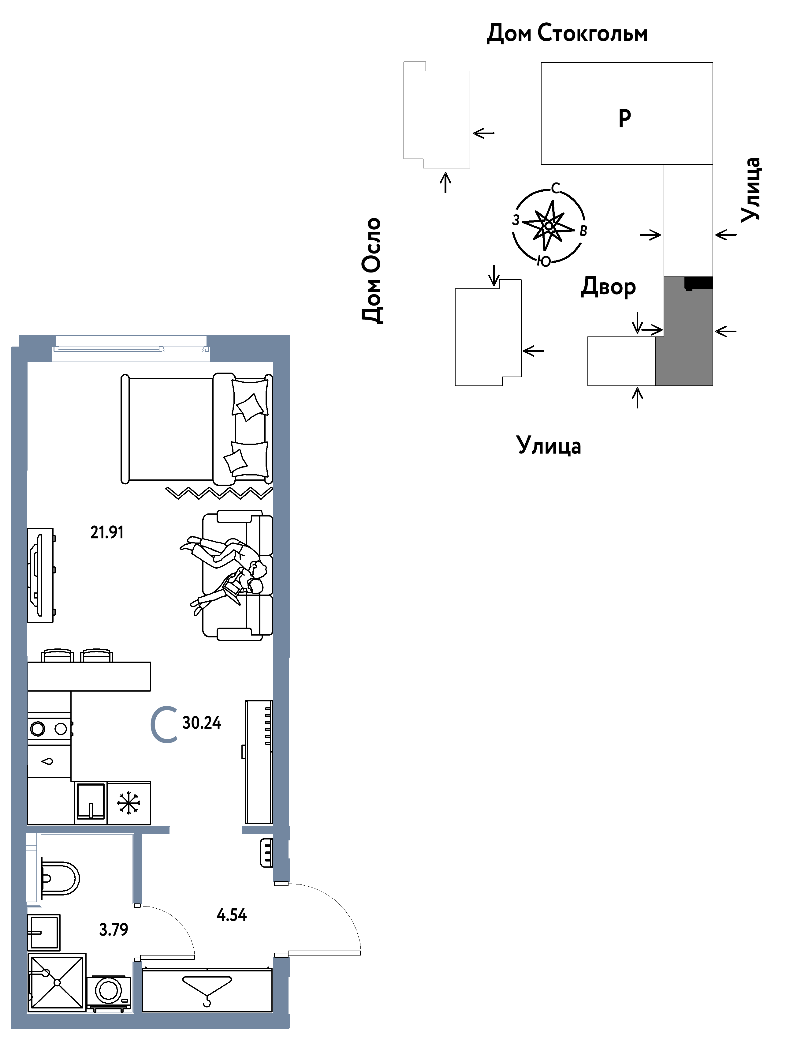 Студия 30 м2 в ЖК Европейский берег 2.0 корпус null этаж 8