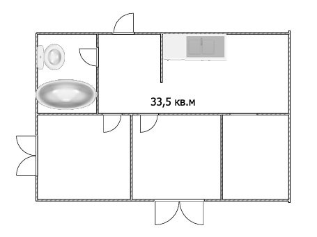 3-комнатная 33.5 м2 в ЖК undefined корпус null этаж 1