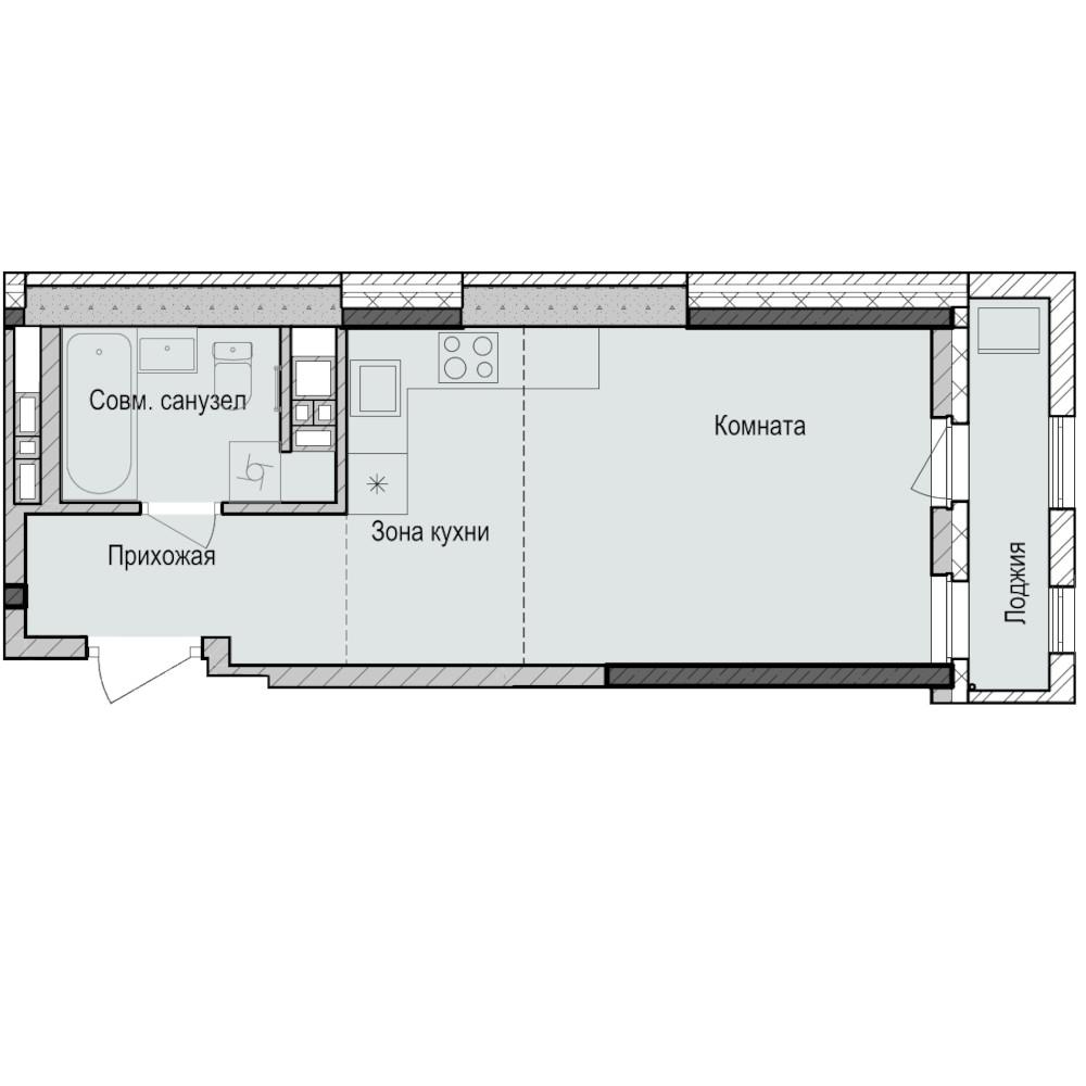 Студия 29 м2 в ЖК Унай корпус null этаж 6