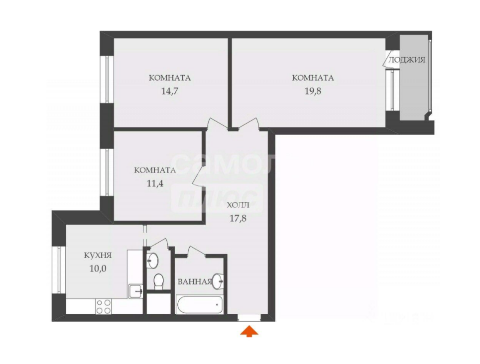 3-комнатная 78.5 м2 в ЖК undefined корпус null этаж 11