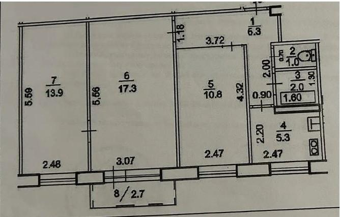 3-комнатная 56.6 м2 в ЖК undefined корпус null этаж 5
