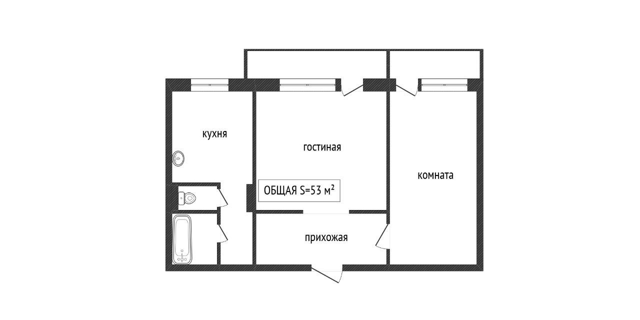 2-комнатная 54 м2 в ЖК undefined корпус null этаж 6