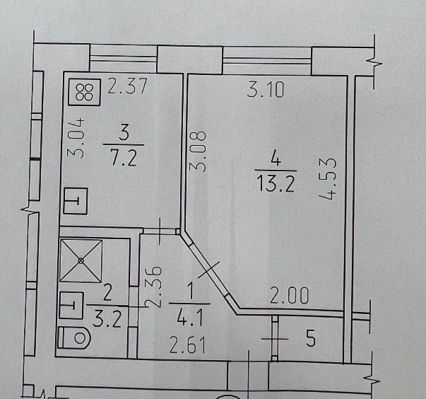 1-комнатная 28.6 м2 в ЖК undefined корпус null этаж 1