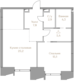 2-комнатная 60 м2 в ЖК Luzhniki Collection корпус null этаж 6