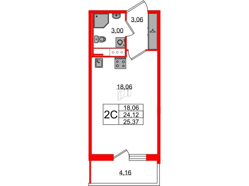 Студия 24 м2 в ЖК Астра Континенталь корпус null этаж 5